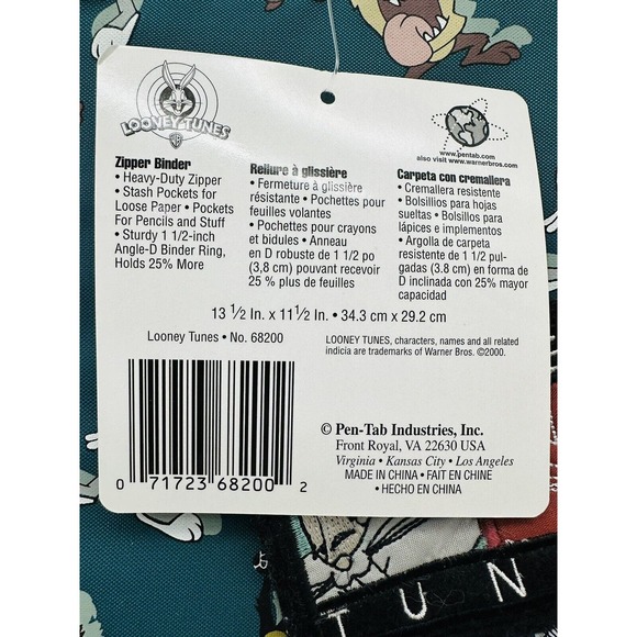 Vtg NWT 1998 Looney Tunes 3-Ring Binder Stuart Hall Green Taz Bugs Bunny Daffy - Picture 3 of 13